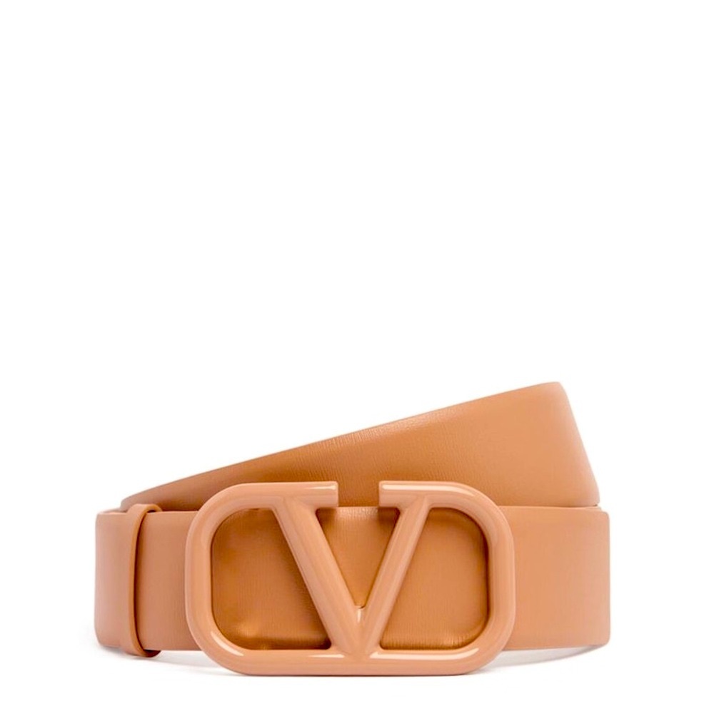 Valentino unisex V logo leather buckle belt NEW